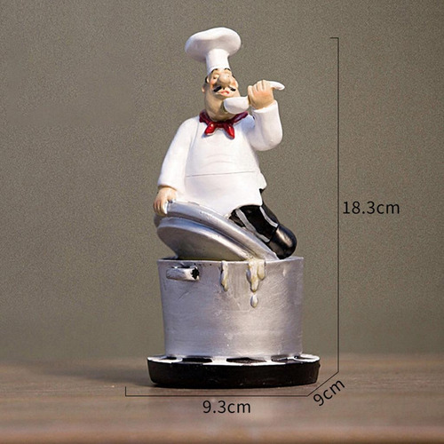 3x De Chef De Resina Estatua Modelo Cocina Bar