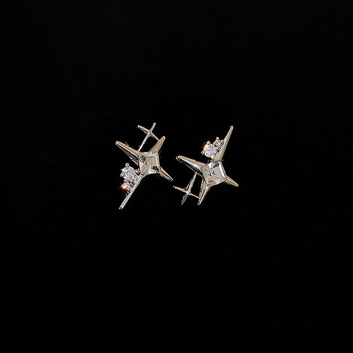 Pendientes De Plata 925 Con Forma De Estrella De Cuatro Punt