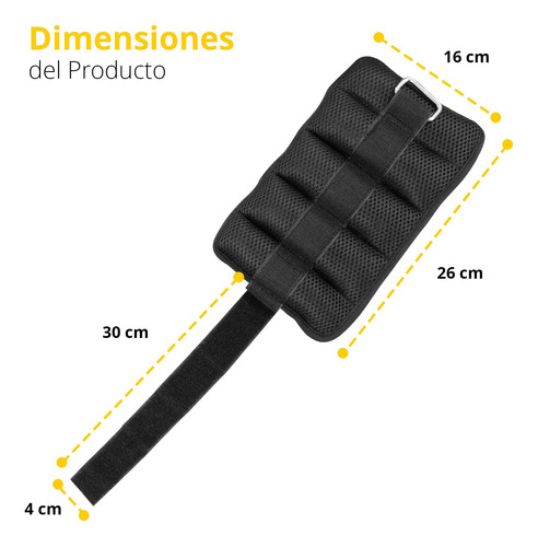 Par Polainas Tobilleras 1 Kg Ajustable Gym Tayga Negro