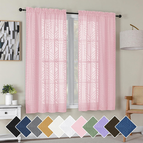 Cortinas Semitraslúcidas Rubor 42x63 Modernas Para Dormitori