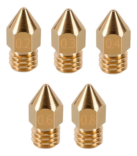 5x Nozzle Boquilla Hotend 1.75mm Mk8 Creality Ender 3 Cr-10