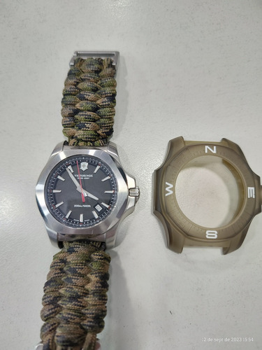 Reloj Victorinox Inox Completo Malla Panacord Bumper Verde Oscuro Plateado Negro (Usado)