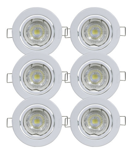 Foco Led Mr16 3w Luz Fria Base Circular Blanca Dirigible 6pz Color de la luz Blanco