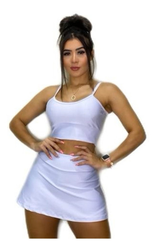Imagem 7 de 10 de Kit 3 Conjunto Shorts Saia Cropped Corrida Treino Academia
