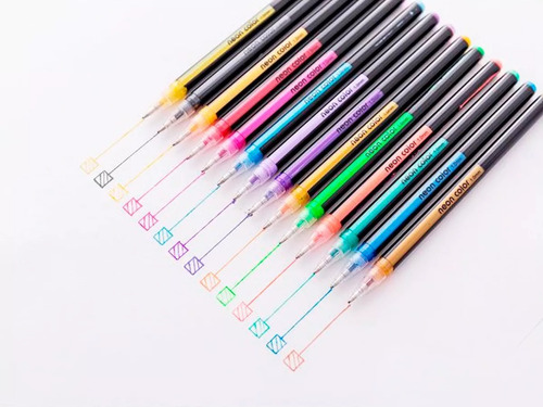 Set 60 Boligrafos Gel Metalizados Lapiz Neón Colores Oficina