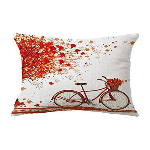 Funda De Almohada De Otoño Hojas De Arce Y Bicicleta R...