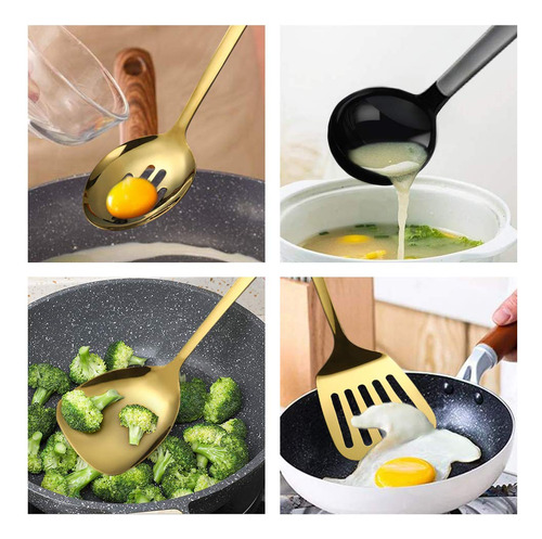 Juego De Utensilios De Cocina Acero Inoxidable 8 Piezas Negr