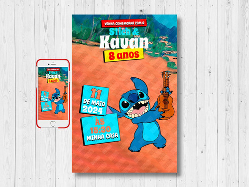 Convite Digital Aniversário Lilo Stitch