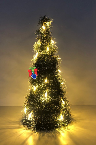 Imagen 2 de 6 de Arbolito Arbol Navidad Lameta Con Luz Led A Pila 38cm