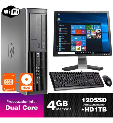 Imagem 1 de 5 de Desktop Seminovo Hp Compaq Sff Dcore 4gb Ssd120+1tb Mon17q