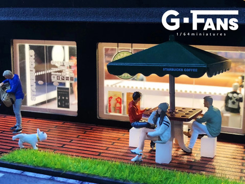 Diorama Starbucks Cafetería Escala 1/64 Luz Led Hot Wheels
