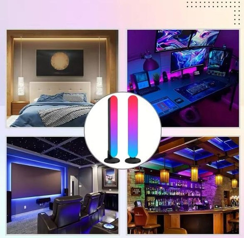 Lámpara Escritorio Led Usb Rgb Gamer 24.8 Cm 2 Piezas Blanco 7 Colores Diferentes