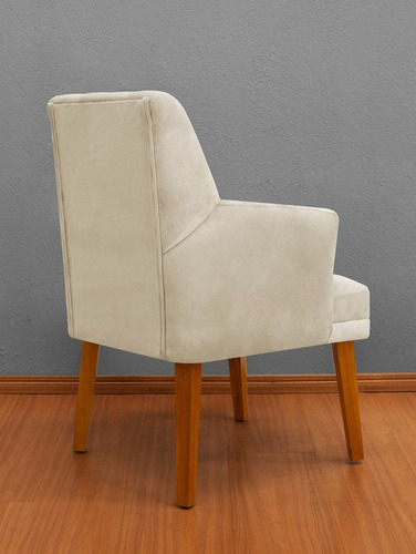 Cadeira De Jantar Bela Com Braço Suede Bege - Meu Lar