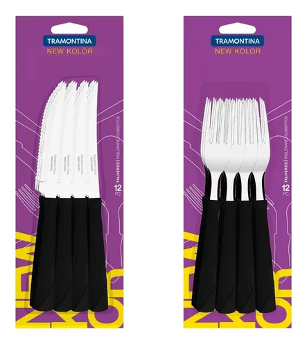 Juego De Cubiertos Tramontina Set X24 Cubiertos New Kolor Negro - 24
