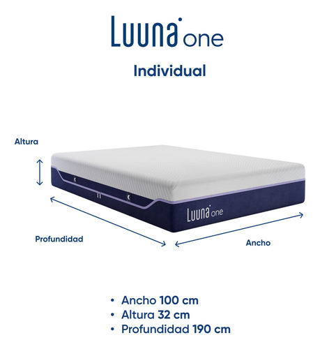 Colchón Individual Luuna One Firme, En Caja, Memory Foam
