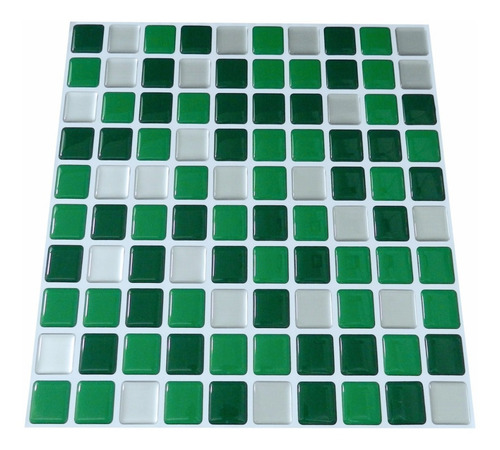 Pastilha Adesiva Resinada Kipastilha Cod M065 Kit 60 Cor Verde, Aço Escovado