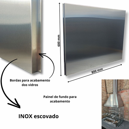 Kit Churrasqueira Inox Coifa Braseiro 50x40 Capa + Painel