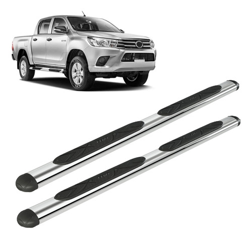 Estribo Oval Cromado Para Hilux Cabine Dupla 2016 À 2023