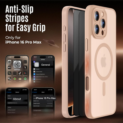 ·/·/funda Diseñada Para iPhone 16 Pro Max, Compatible Con Magsafe, Protectores De Pantalla De Privacidad X2, [protección
