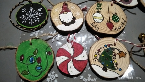 Adorno O Tarjetas De Navidad De Madera 