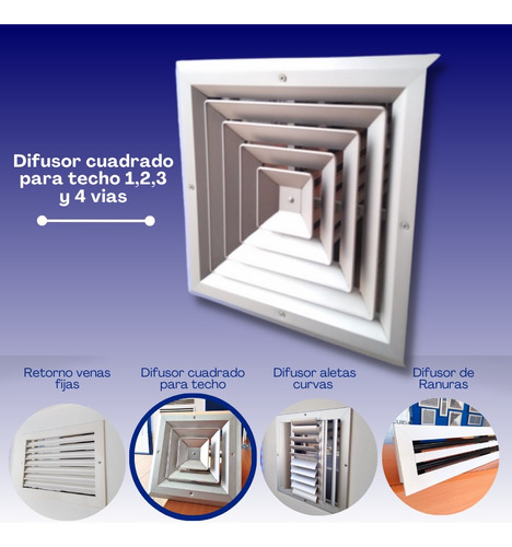 Difusores Rectangulares Para Techo 1 ,2,3,4 Vias