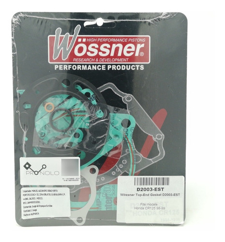 Juego De Empaques De Cilindro Wössner Para Honda Cr125 98-99