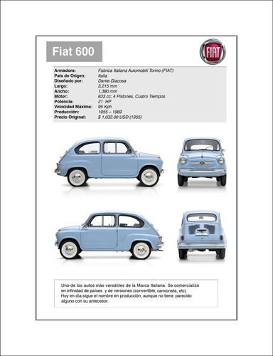 Fiat 600 Autos Cuadros Posters Carteles Publicidades   M216