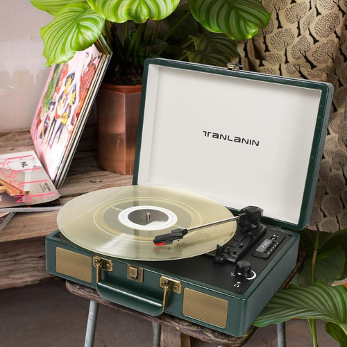 Tocadiscos Portátil De Maleta Usb Con Bluetooth Vintage De 3