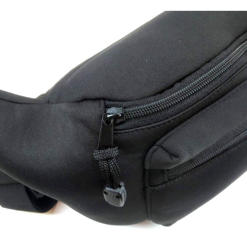 Imagen 3 de 10 de Riñonera Extra Grande Neoprene 2 Cierres Negra Impermeable