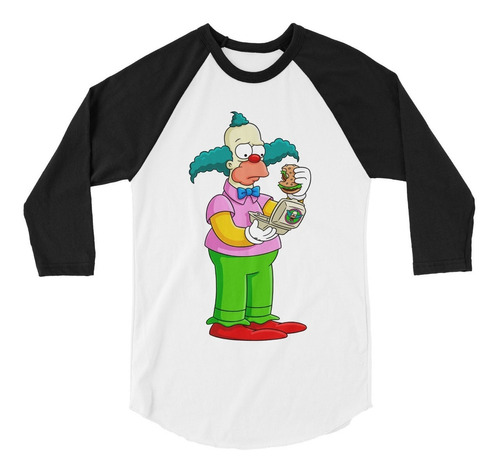 Playera Raglan 3/4 Krusty Los Simpson Retro