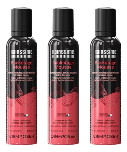 Mousse Hairssime Con Keratina Backstage 225gr Fijación X3