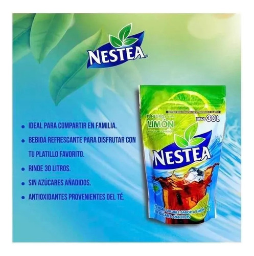 Té Negro Helado Sabor Limón En Polvo Sin Azúcar Nestea 2pack