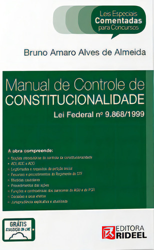 Manual De Controle De Constitucionalidade: Manual De Controle De Constitucionalidade, De Almeida De. Série N/a, Vol. N/a. Editora Rideel, Capa Mole, Edição N/a Em Português, 2016