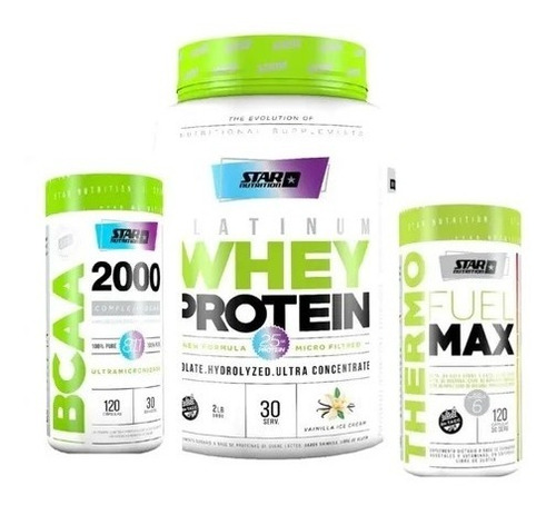 Combo Definicion Platinium Whey +bcaa 2000+ Thermo Fuel Max 