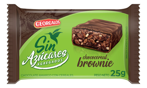 Chocolate Georgalos Sin Azúcar Chococereal Brownie Caja X 12