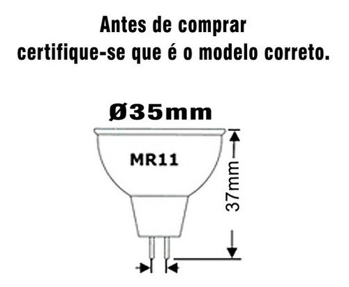 Kit Com 2 Lâmpada Mini Dicróica Halógena 30º 20w 12v Mr11 Cor Da Luz Branco-quente