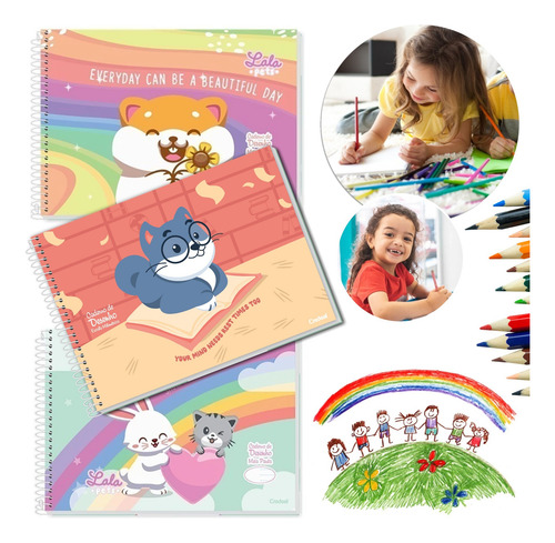 Caderno De Desenho 80 Folhas A4 Lisa Capa Dura Espiral