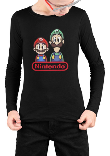 Playera Manga Larga Niño, Mario Bross, Nintendo, Marca Onda