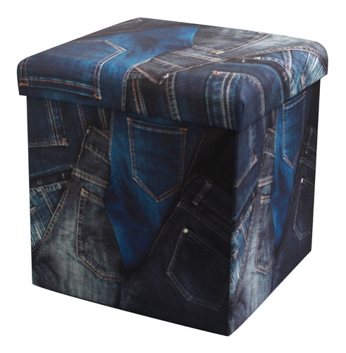 Puf Baulera Plegable 38x38x38cm. Jeans