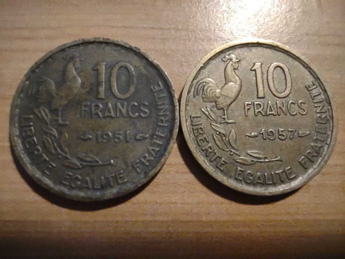 2 Monedas De Francia 10 Francos #km 915.1 Y #km 915.2