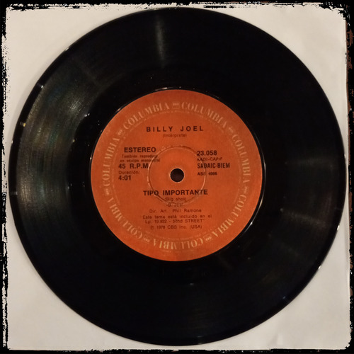 Billy Joel  - Tipo Importante = Big Shot 1978 Vinilo Single