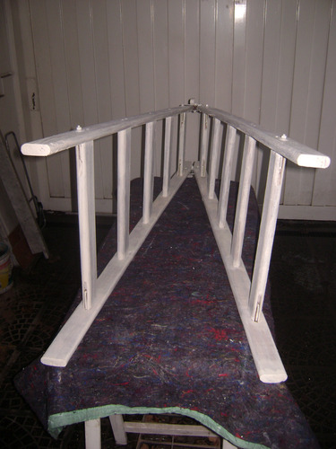 Escalera De Madera Pintada,5 Escalones. Blanco. (Usado)