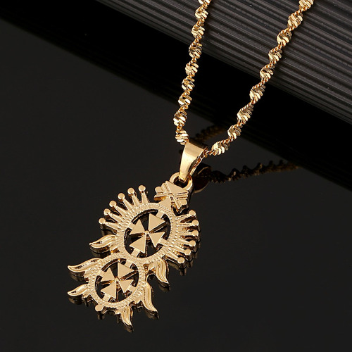 Collar Con Colgante De Cruz Etíope En Oro Cb For Mujer Y Ho