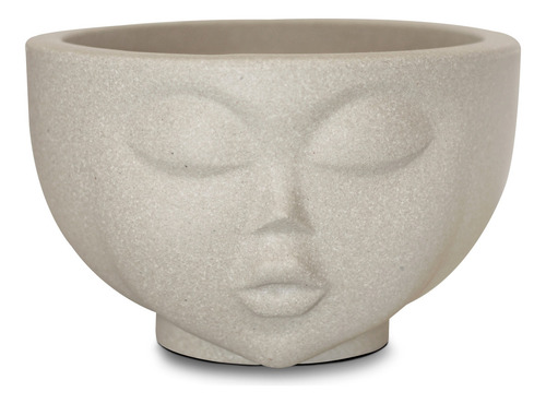 Vaso Cachepot Para Planta Face Rosto Menina N13 13cm Nutriplan Cimento Bege- Nutriplast