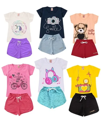 Kit Lote 6 Conjunto De Menina Roupa Infantil Feminino