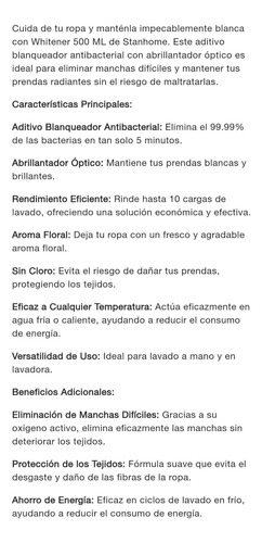 Whitener Concentrado Ropa Blanca Poder Blanqueador Stanhome