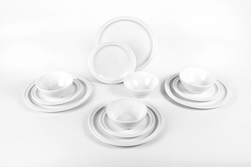 Vajilla Redonda 4 Personas (12 Piezas) -blanco Policarbonato Color Blanco