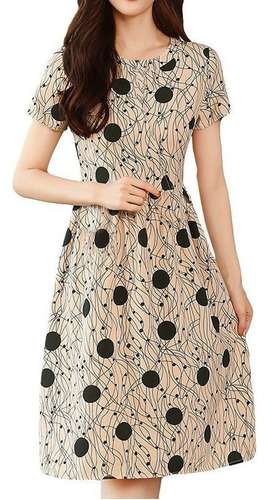 Vestido Elástico Elegante De Lunares Para Mujer