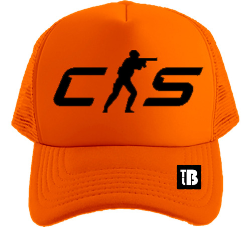 Gorra Trucker Counter Strike N°155 Naranja Niño Hasta 8 Años