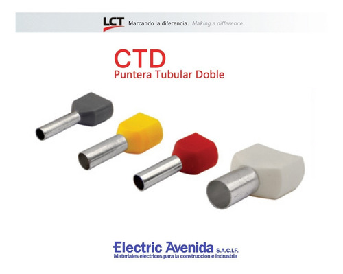 Imagen 1 de 5 de Terminales Puntera Doble Hueca 1.5mm Tiff Ctd Pack X 100 Lct